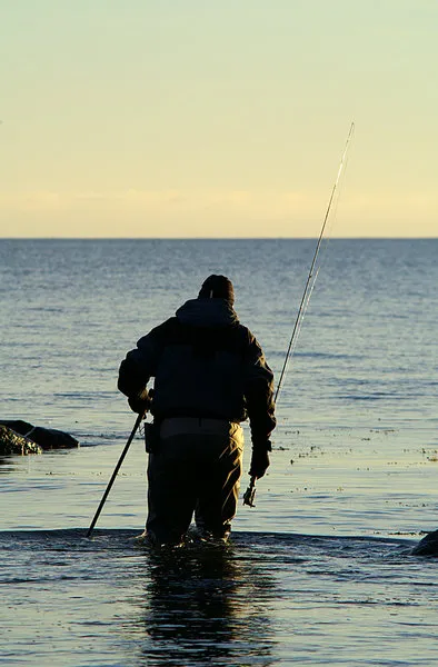 Wading staff in use - When the bottom is slippery, a wading staff is a very good help